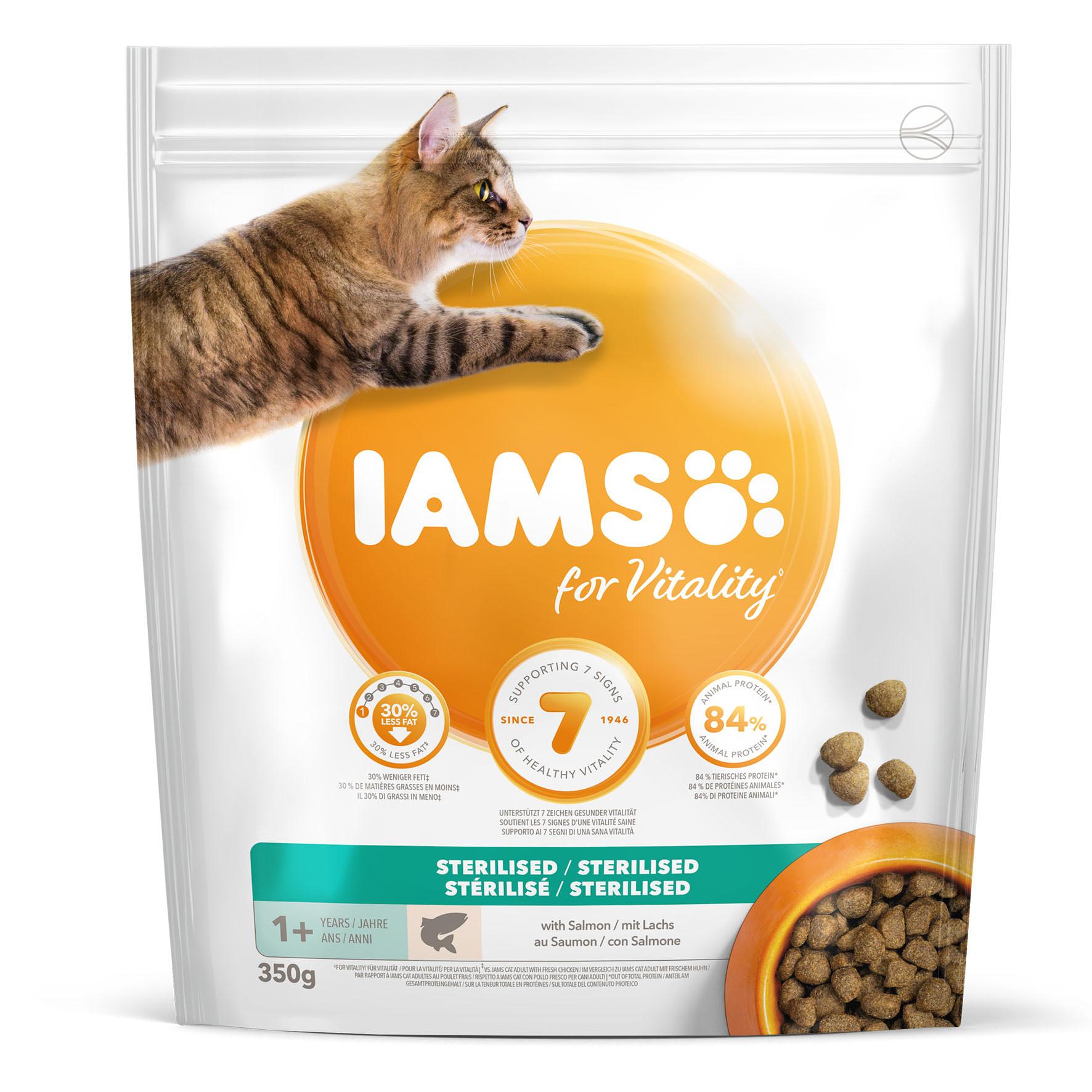 Iams For Vitality Adult Sterilised Salmon Iams Nourriture Seche Chat